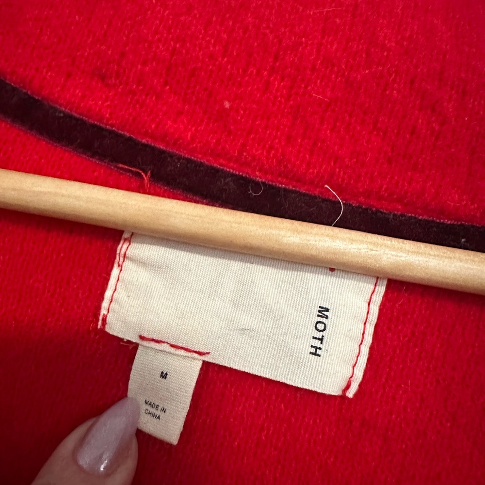 Moth Size Medium Red Single Button Coat - image 2